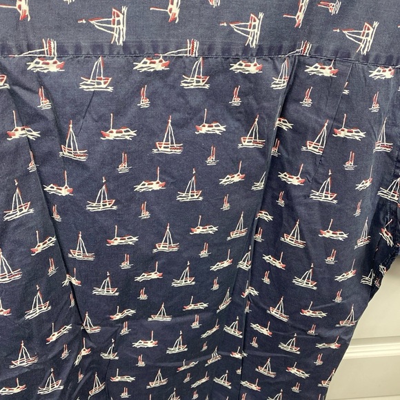 J. Crew Vintage Men’s Sail Boat Nautical Pattern Shirt Button 90s Blue Cotton LG - Picture 5 of 8